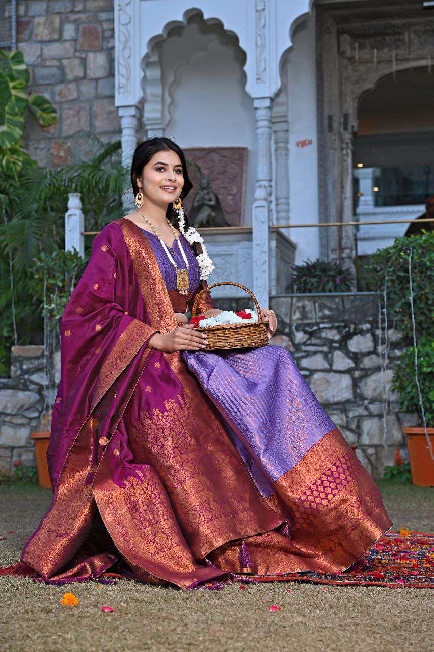 Women's Tussar Silk Patola Print Lehenga Choli Dupatta Set - Image 8
